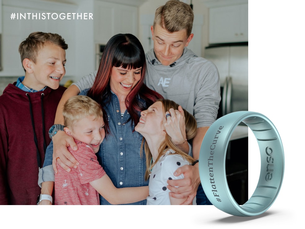 We are in this quarantine together Image of young family hugging