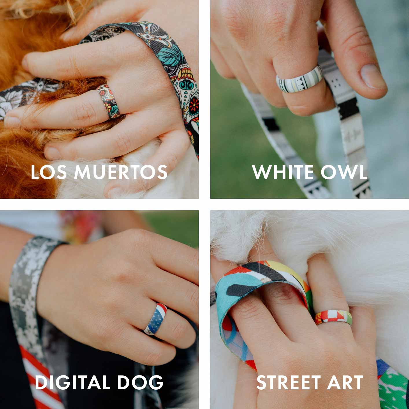 Inked Flexible Rings | Wolfgang | Los Muertos Design | White Owl Design | Digital Dog Design | Street Art Design